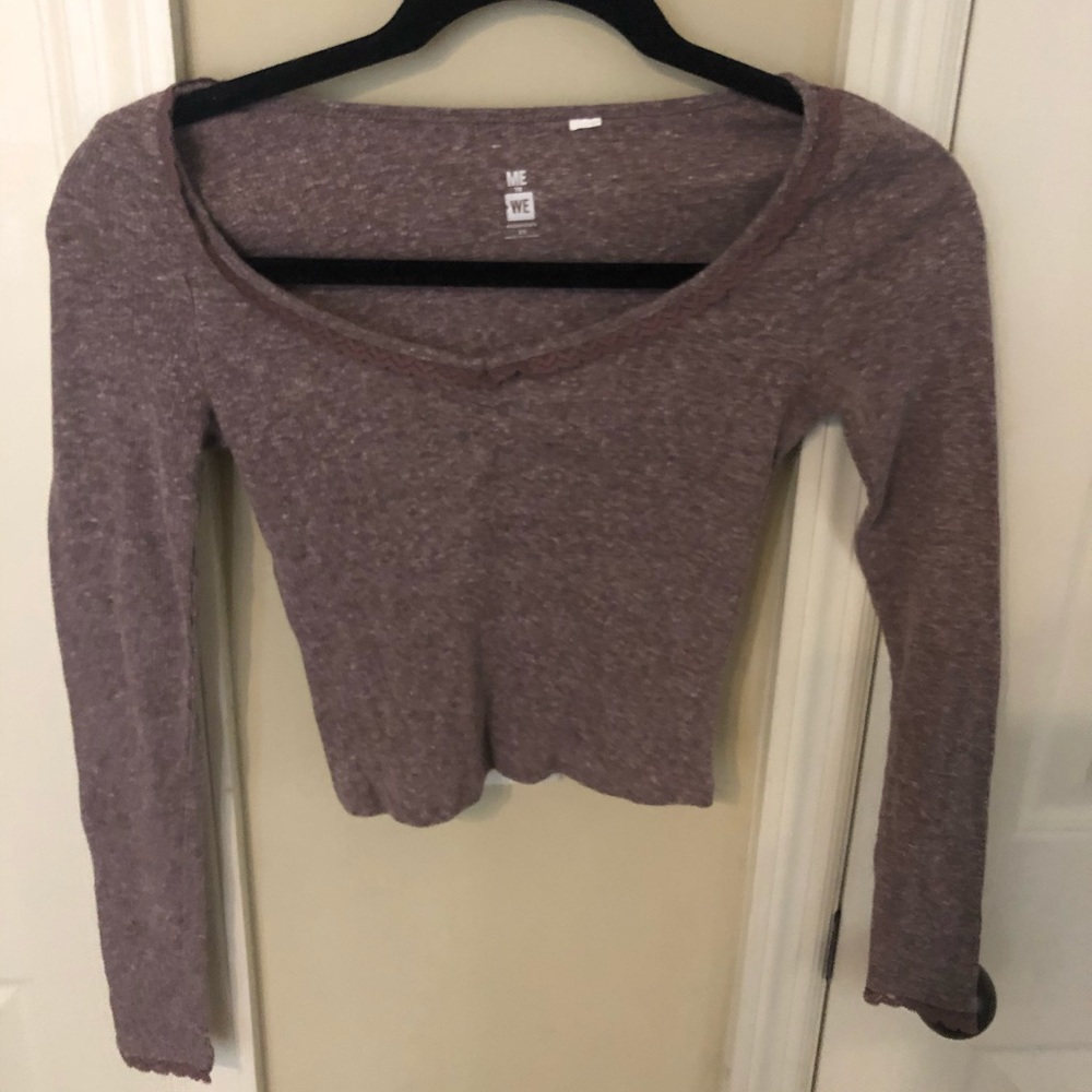 Long sleeve purple crop top